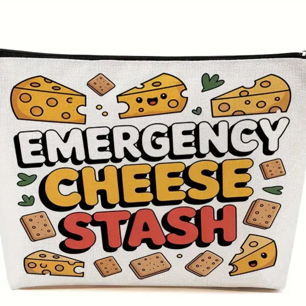 Emergency Cheese Stash Cosmetic Bag